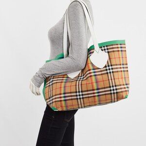 Burberry Check Canvas Reversible Large Tote Bag